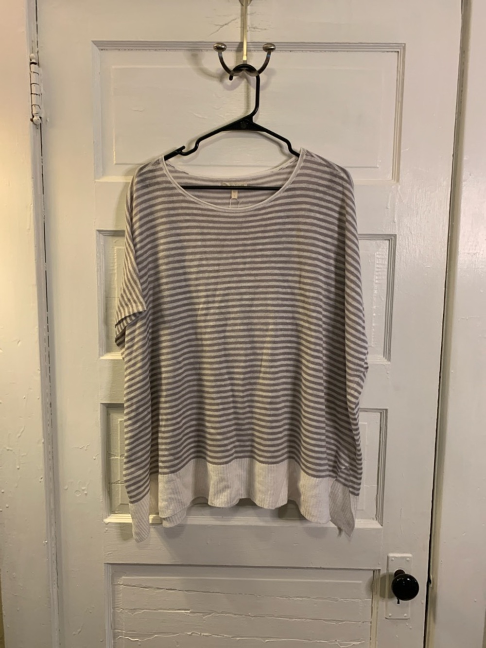 Eileen Fisher Striped Lightweight Long-Sleeve Tee - Gray & White